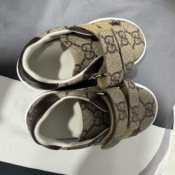 Gucci Brown and Green Velcro Sneakers - Picture 2 of 3